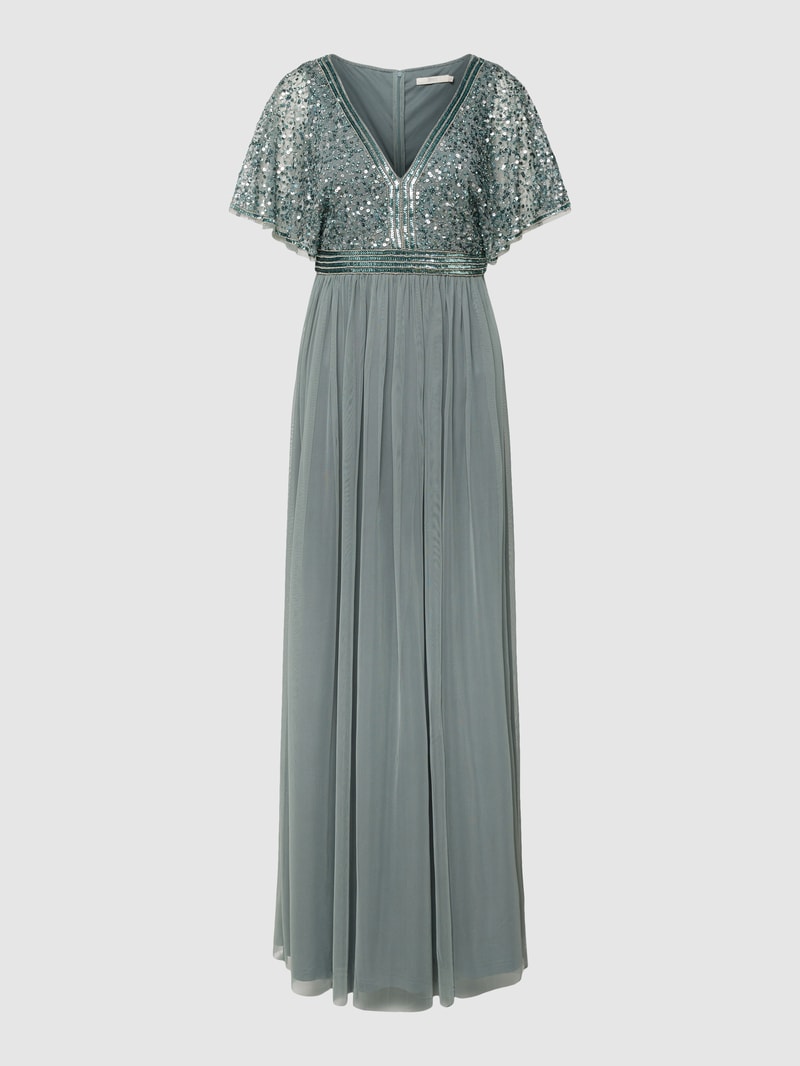 Abendkleid mit Paillettenbesatz in bottle