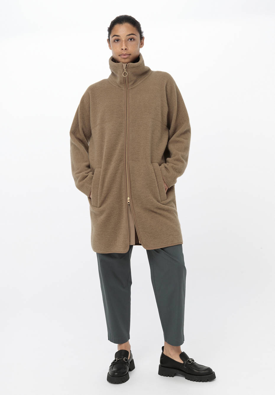 Wollfleece Mantel aus reiner Bio-Merinowolle