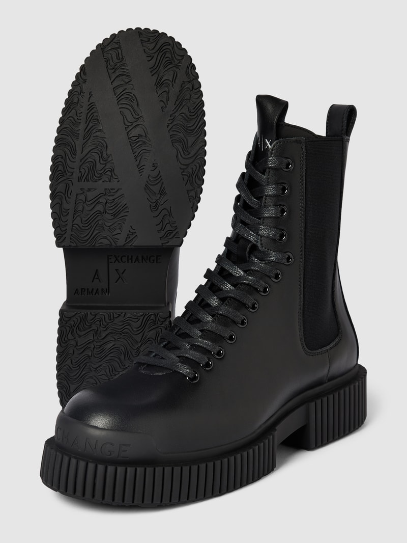 Schnürboots aus Leder mit Label-Details Modell 'EDDIE' in schwarz