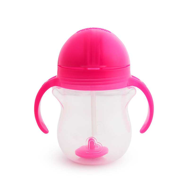 Tasse avec paille renversé 6 mois et + rose Munchkin