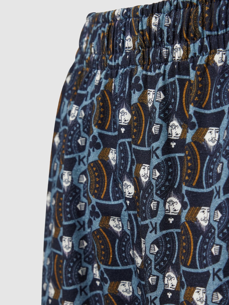 Pyjama-Shorts mit Allover-Muster Modell 'KING' in rauchblau