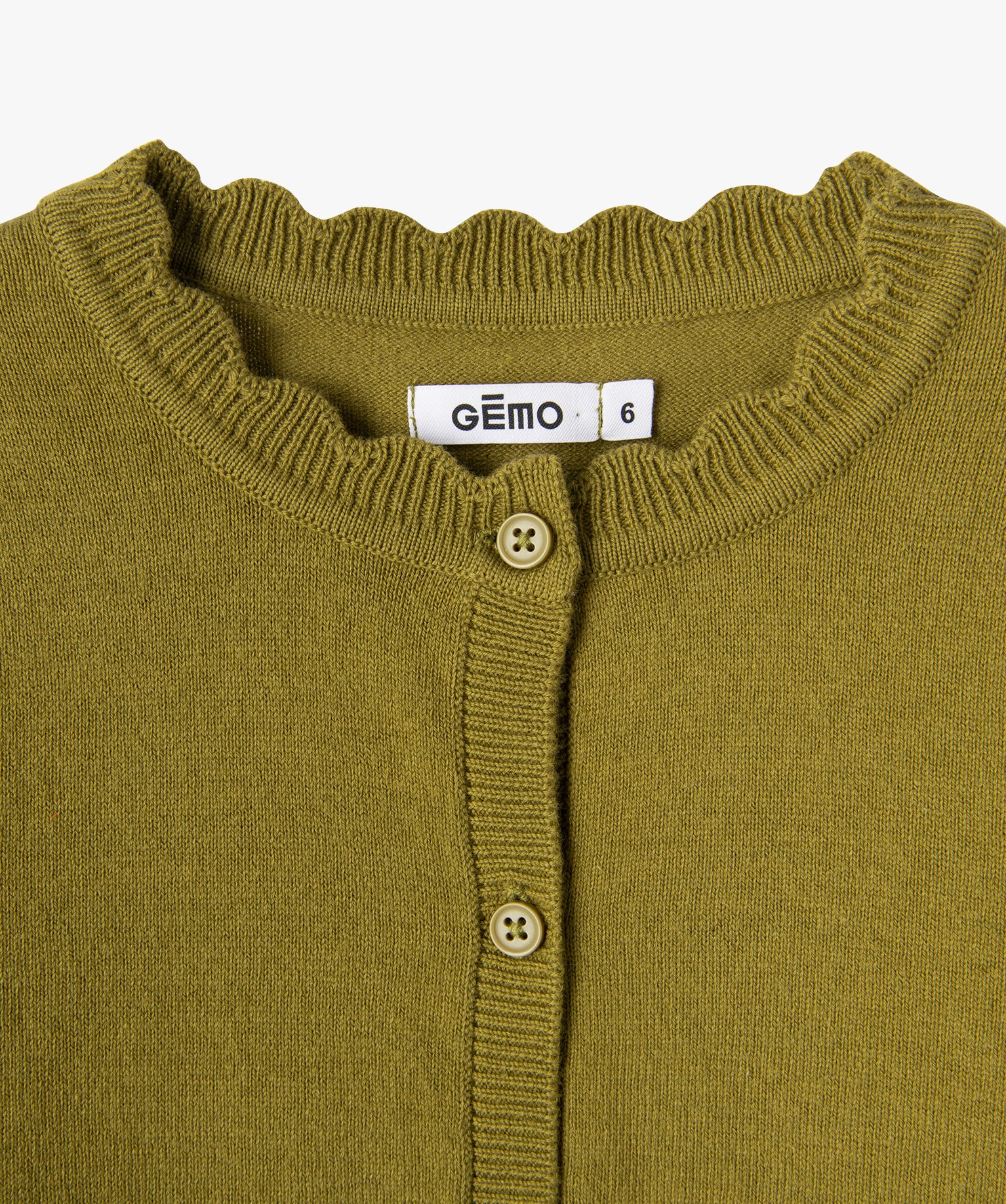 Gilet fille en maille fine à col fantaisie vert | GEMO