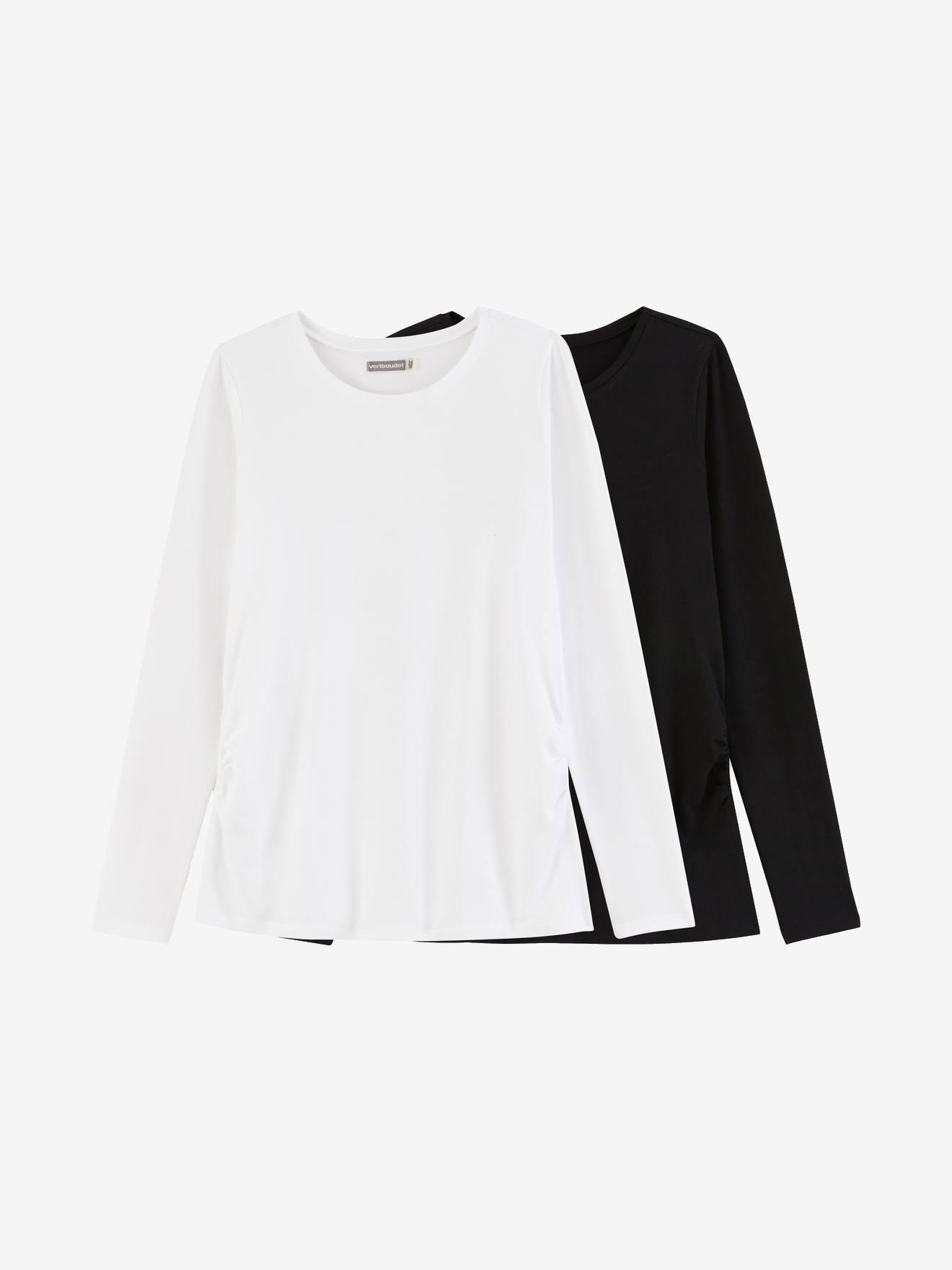 Lot de 2 T-shirts manches longues grossesse lot blanc/noir