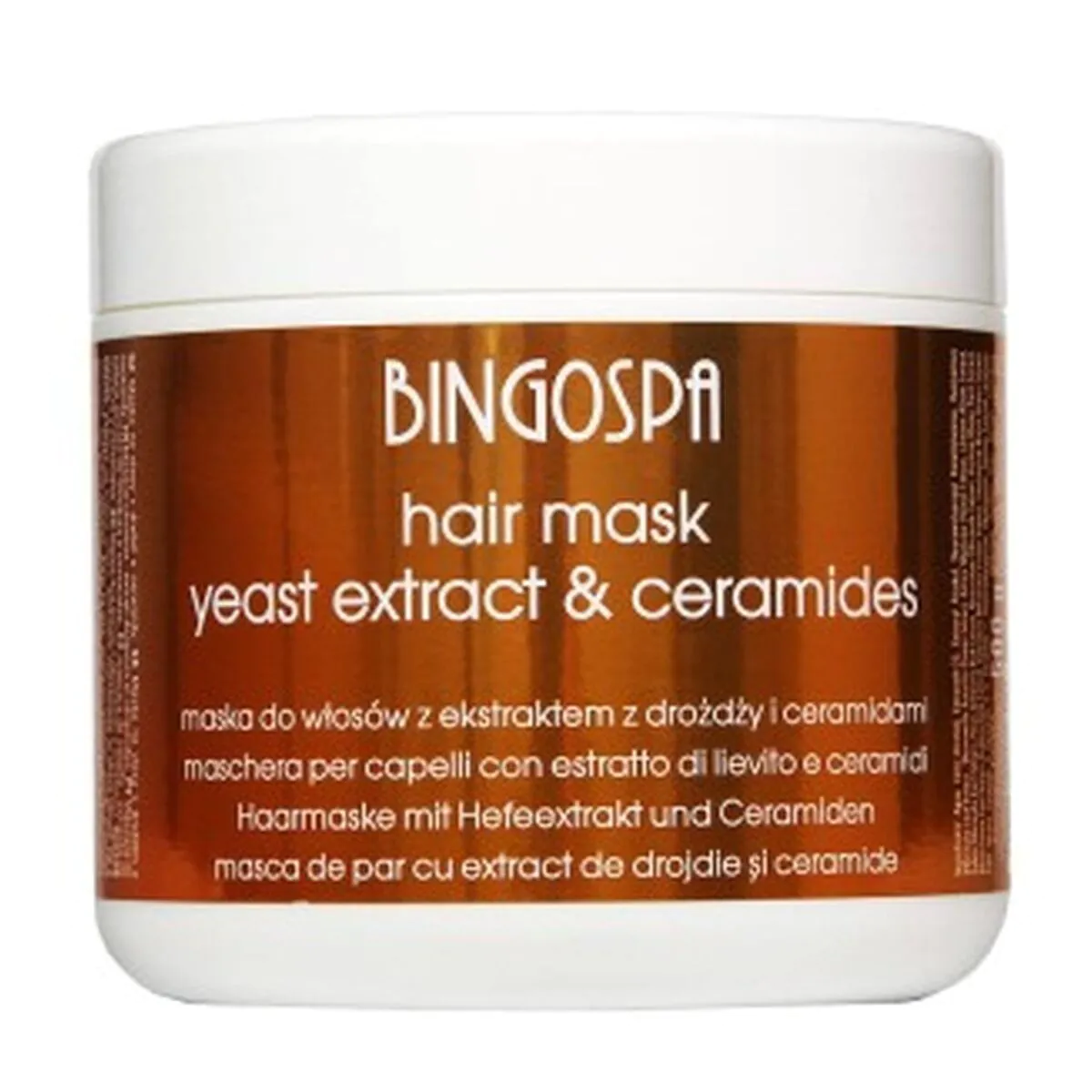 Máscara capilar Bingospa com extrato de levedura e ceramidas.