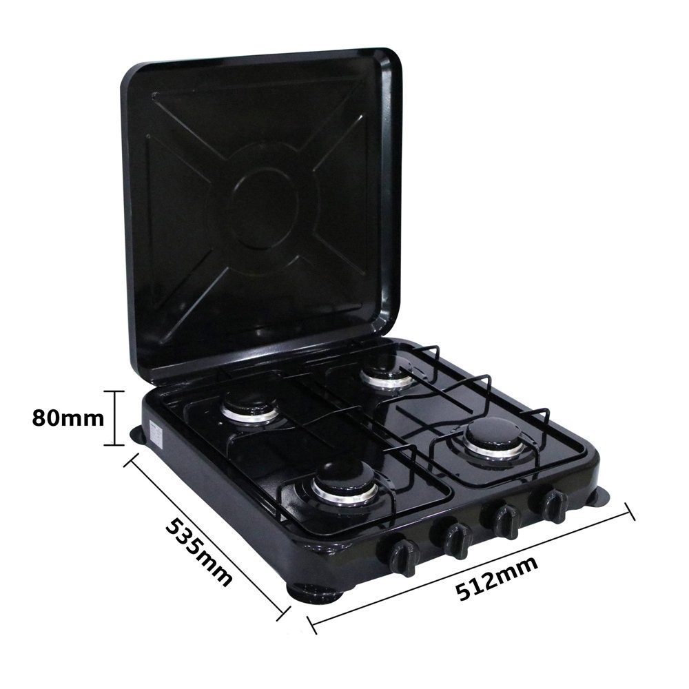 Mucola Gaskocher Campingkocher 4 flammig Gaskocher Camping Kochfeld Metall Gasbrenner, (1-St), Flamme stufenlos regulierbar durch Drehknopf