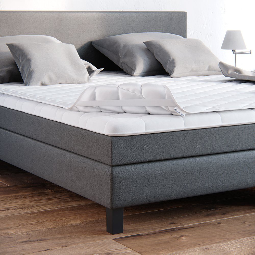 Matratzenschutzbezug Topper Matratzenschoner Auflage 140x200 weiß Baumwolle VitaliSpa®