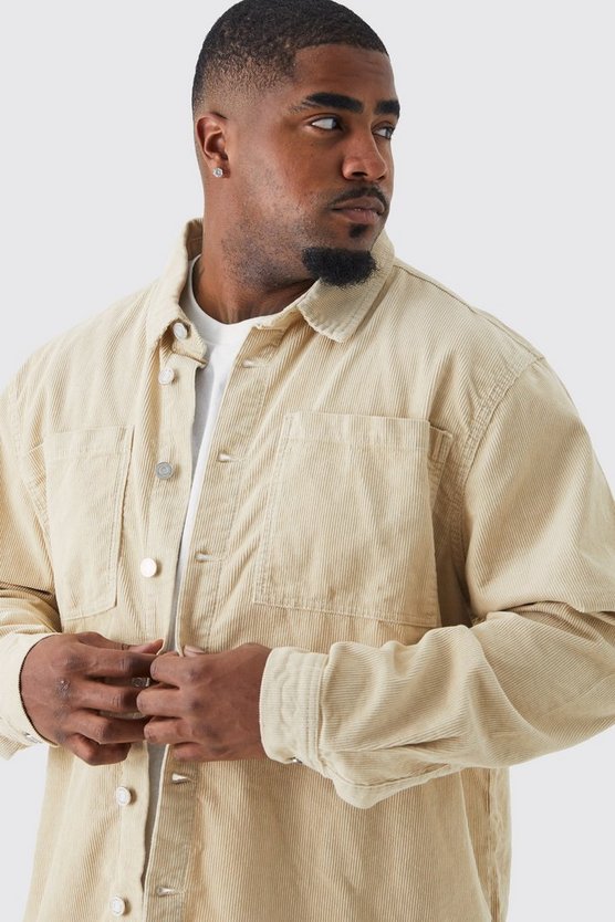 Plus Cargo-Overshirt aus Cord