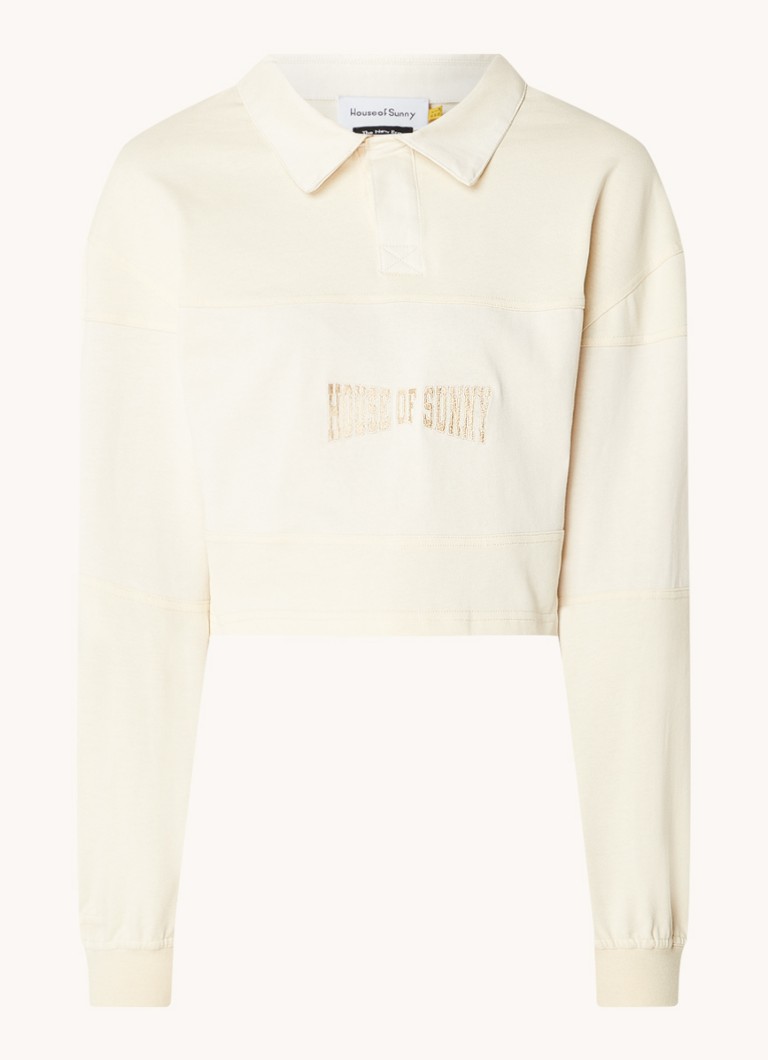 House of Sunny Cropped organic cotton sweater with logo