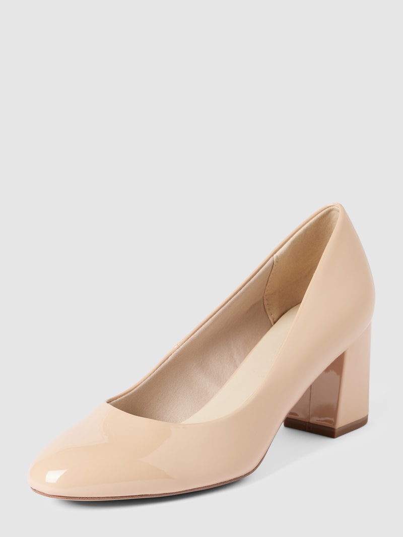 Pumps aus Leder mit abgerundeter Spitze in beige