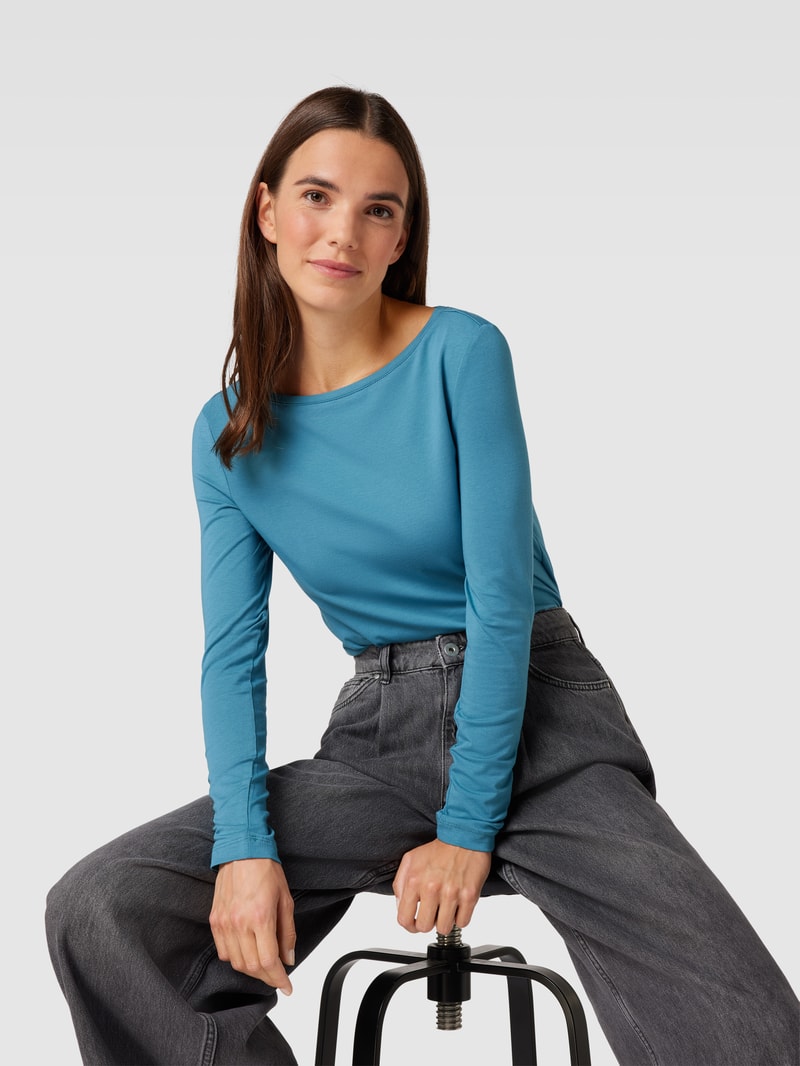 Longsleeve mit U-Boot-Ausschnitt in rauchblau