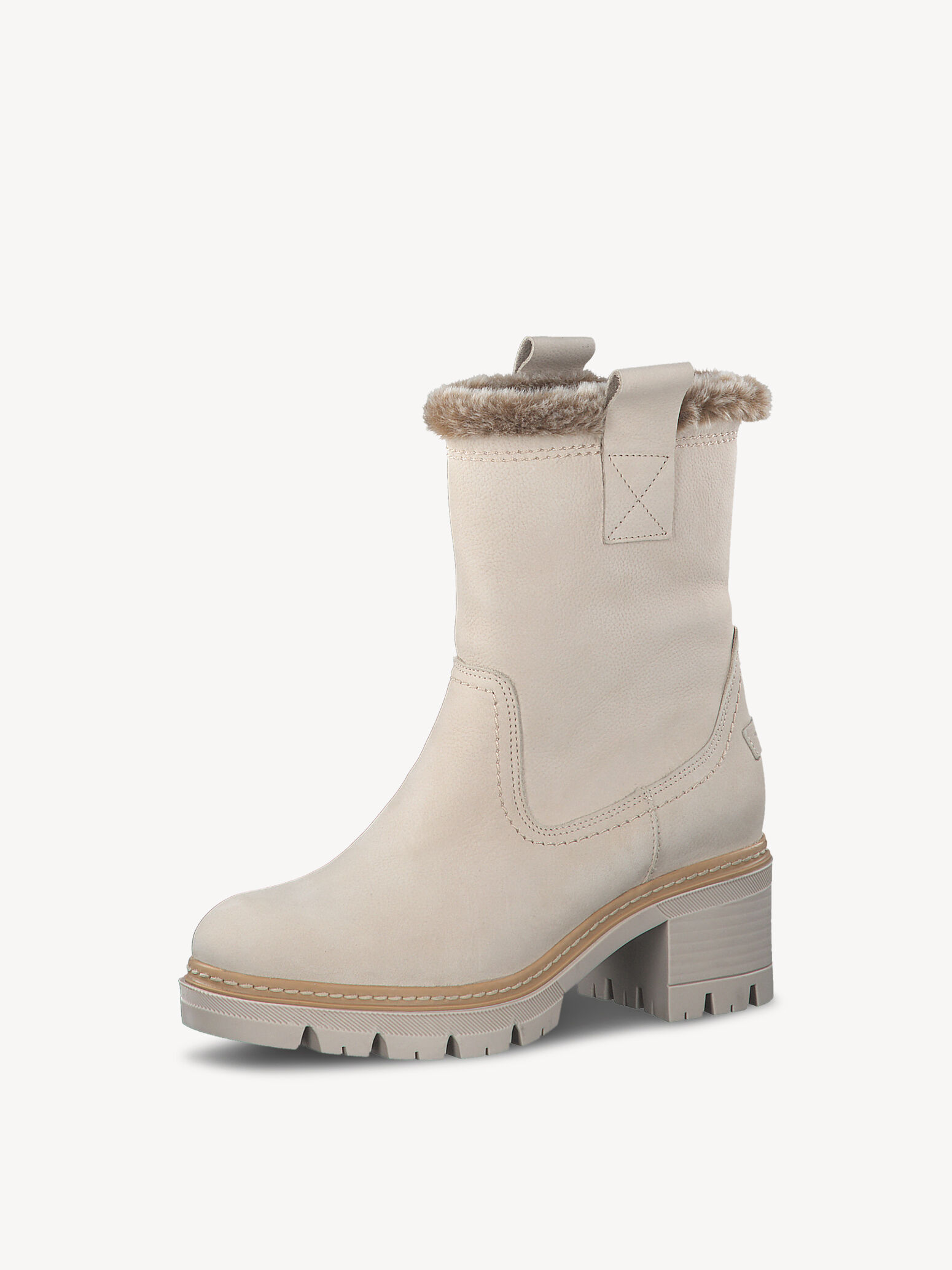 Bottine en cuir - beige doublure chaude