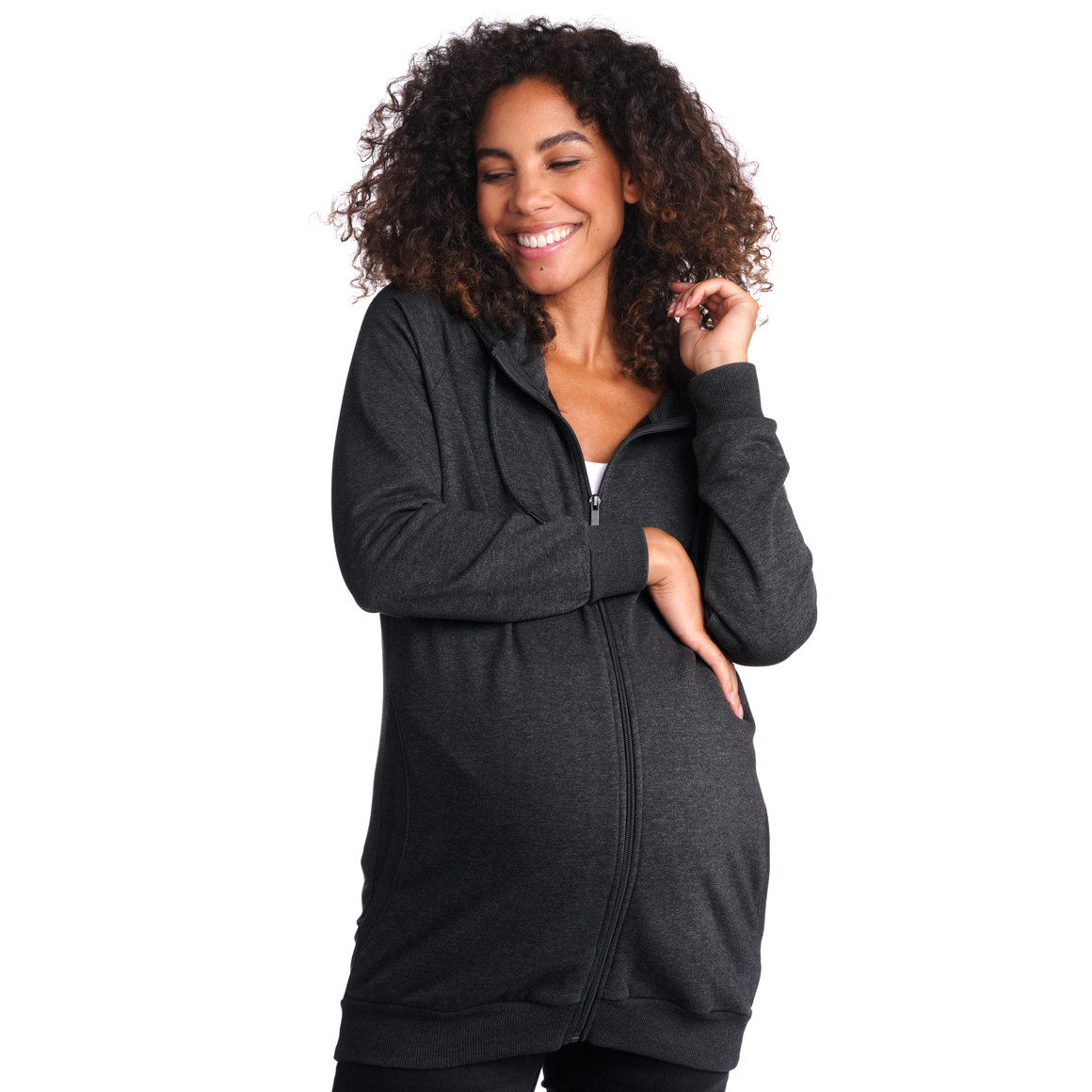 Damen Umstands-Sweatjacke mit Kapuze