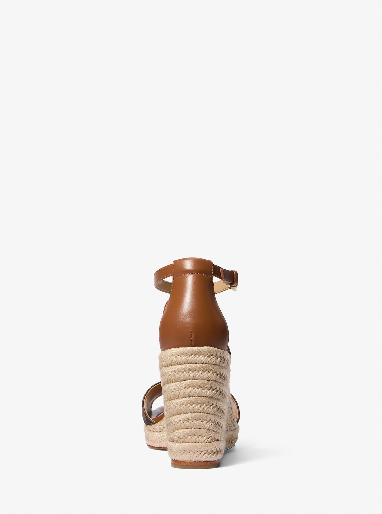 Mandy Signature Logo og Sandaler i skinn med kilehæl – BRUN/BAGASJE