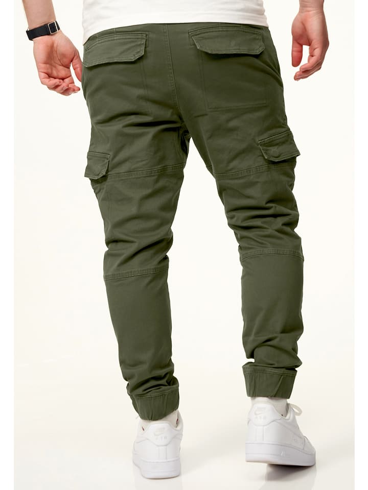 DAILY COTTON Cargohose - mit elastischen Beinbündchen Jogger-Hose Jeans in Khaki günstig kaufen
