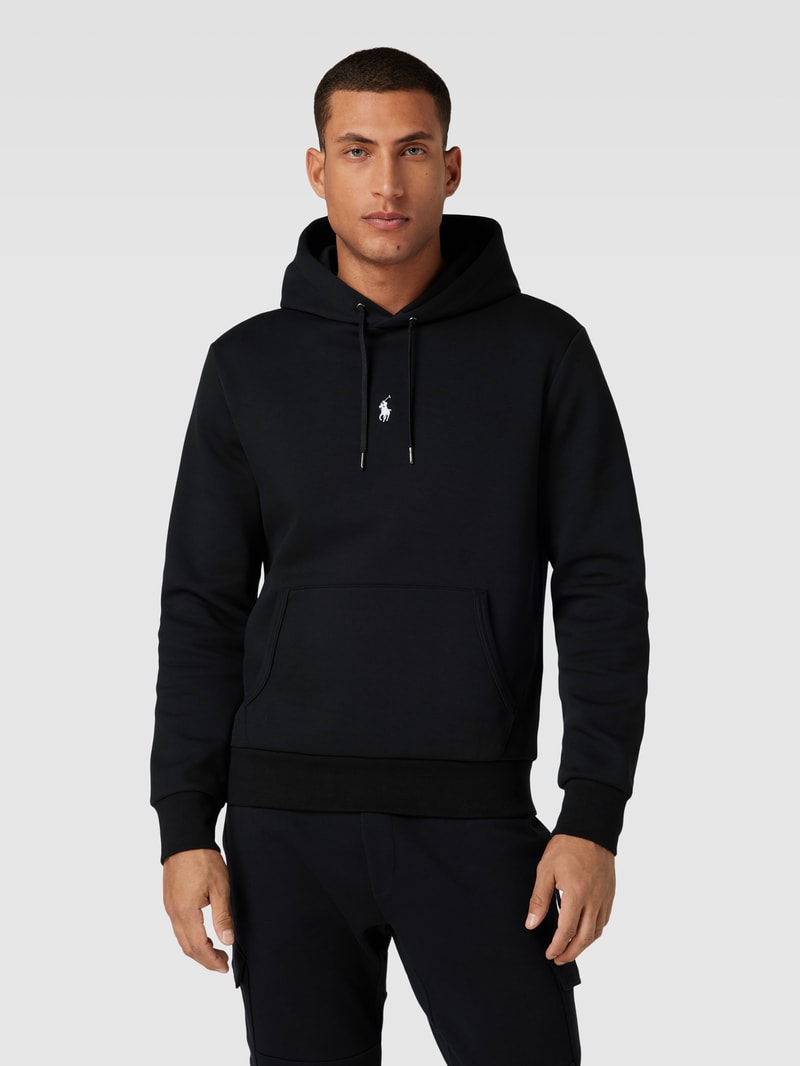 Hoodie mit Label-Stitching in schwarz