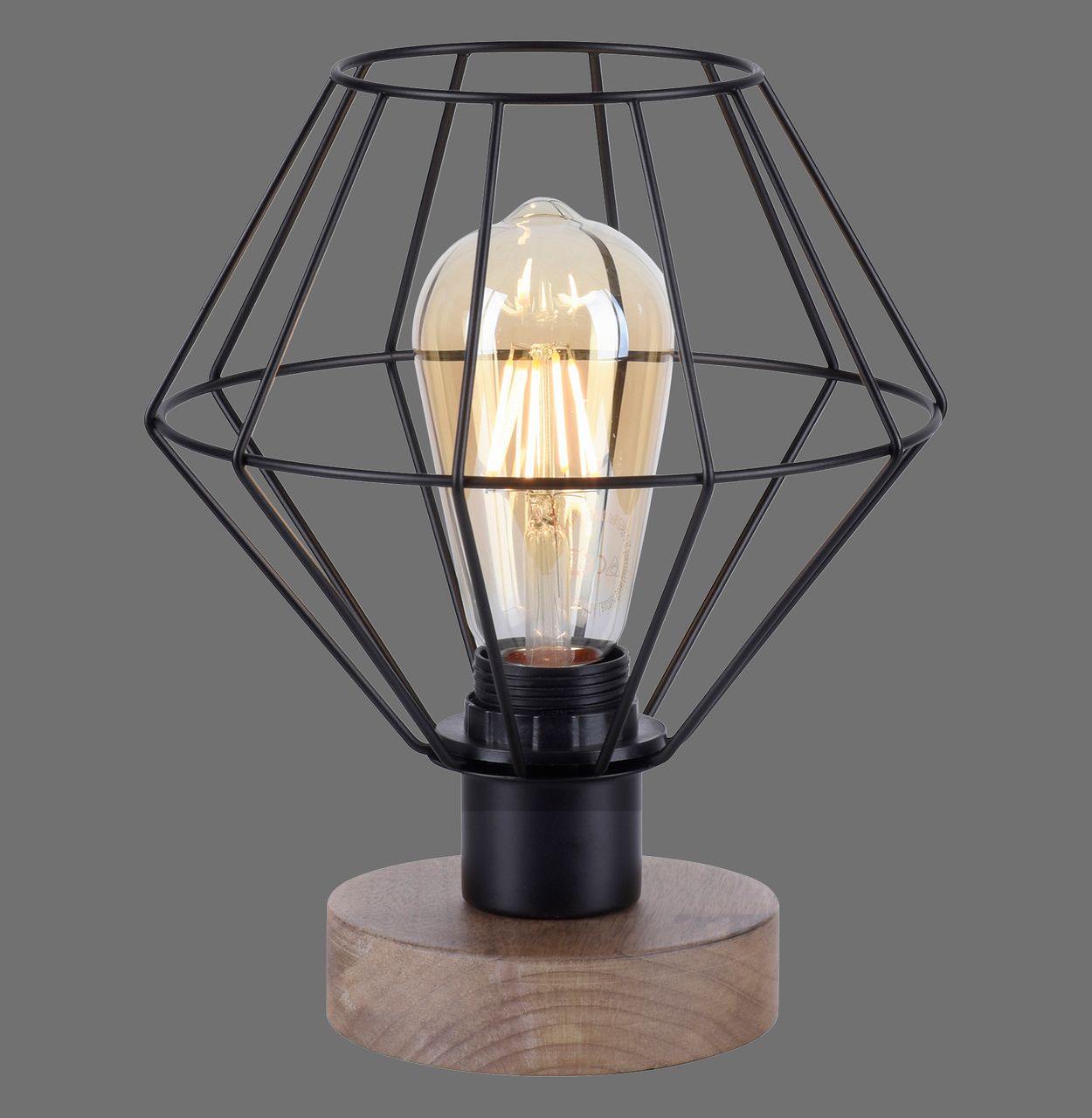 JUST LIGHT LeuchtenDirekt Tischleuchte KASKA, Holzdekor, 1xE27 max. 40 W, Innenleuchte, IP20