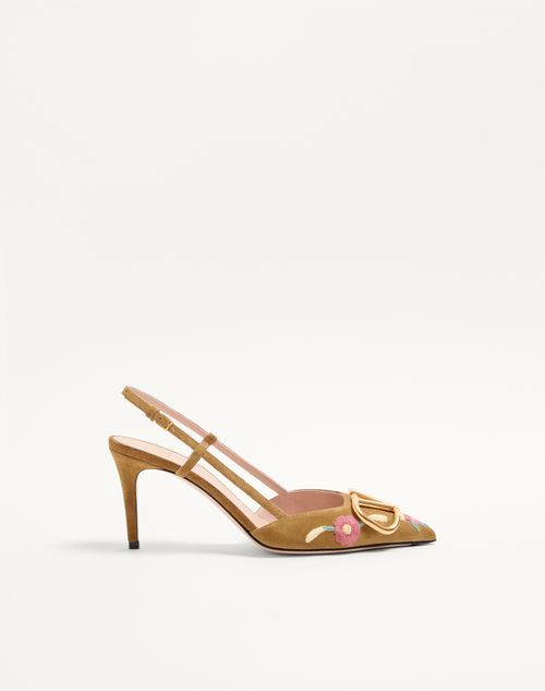 VLogo Signature Slingback Décolleté i split med blomsterbroderi 80 mm
