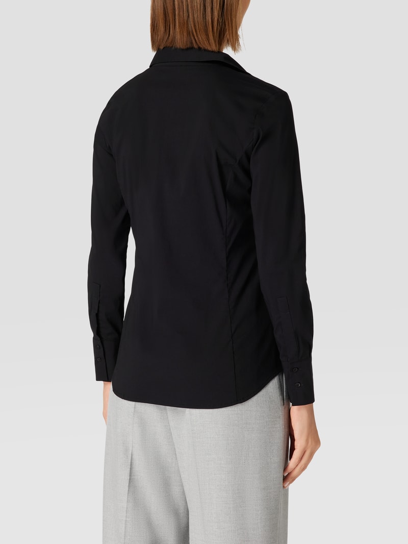 Hemdbluse mit Label-Stitching in schwarz