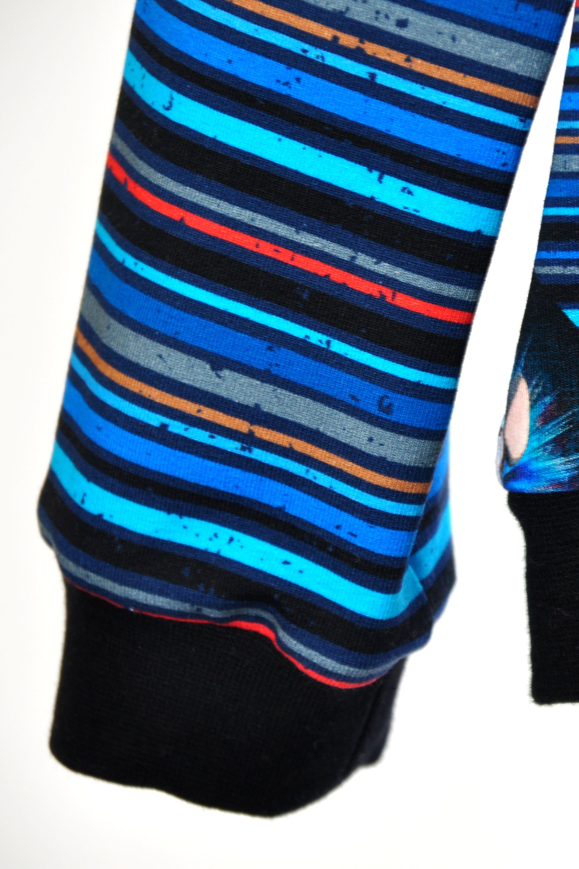 coolismo Sweater Kindersweatshirt gestreift mit Mäusen und Polizeiauto Baumwolle, europäische Produktion