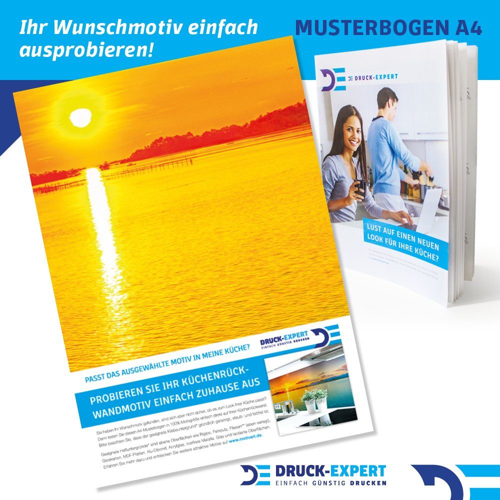 DRUCK-EXPERT Küchenrückwand Küchenrückwand Sonnenuntergang Bunt Premium Hart-PVC 0,4 mm selbstklebend