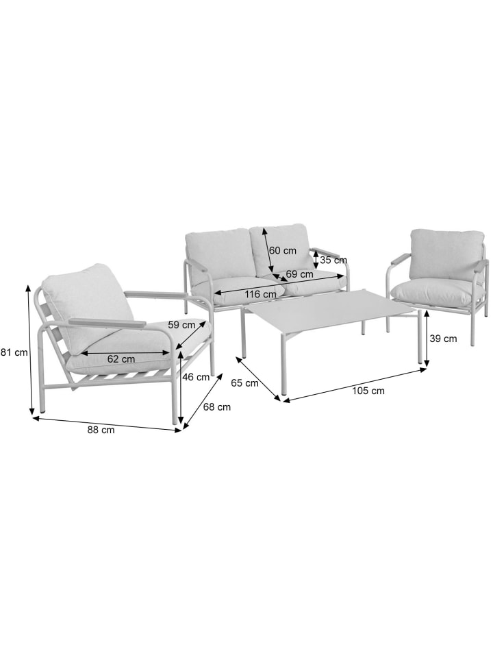 MCW Aluminium-Gartengarnitur O11, Terrakotta Polster beige günstig kaufen onesize