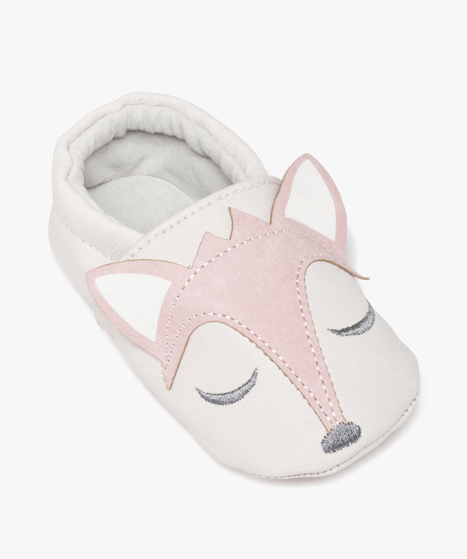 Chaussons de naissance bébé en cuir motifs animaux rose | GEMO