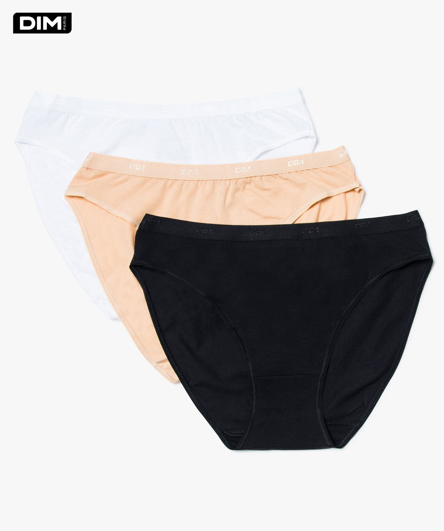 Slip femme en coton stretch (lot de 3) - Dim blanc | GEMO