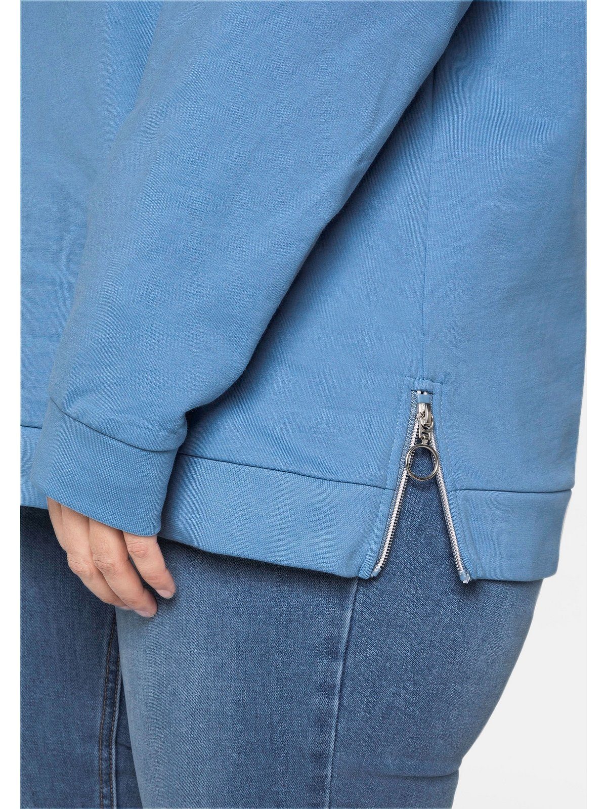 Sheego Sweatshirt Große Größen mit seitlichen Reißverschlüssen