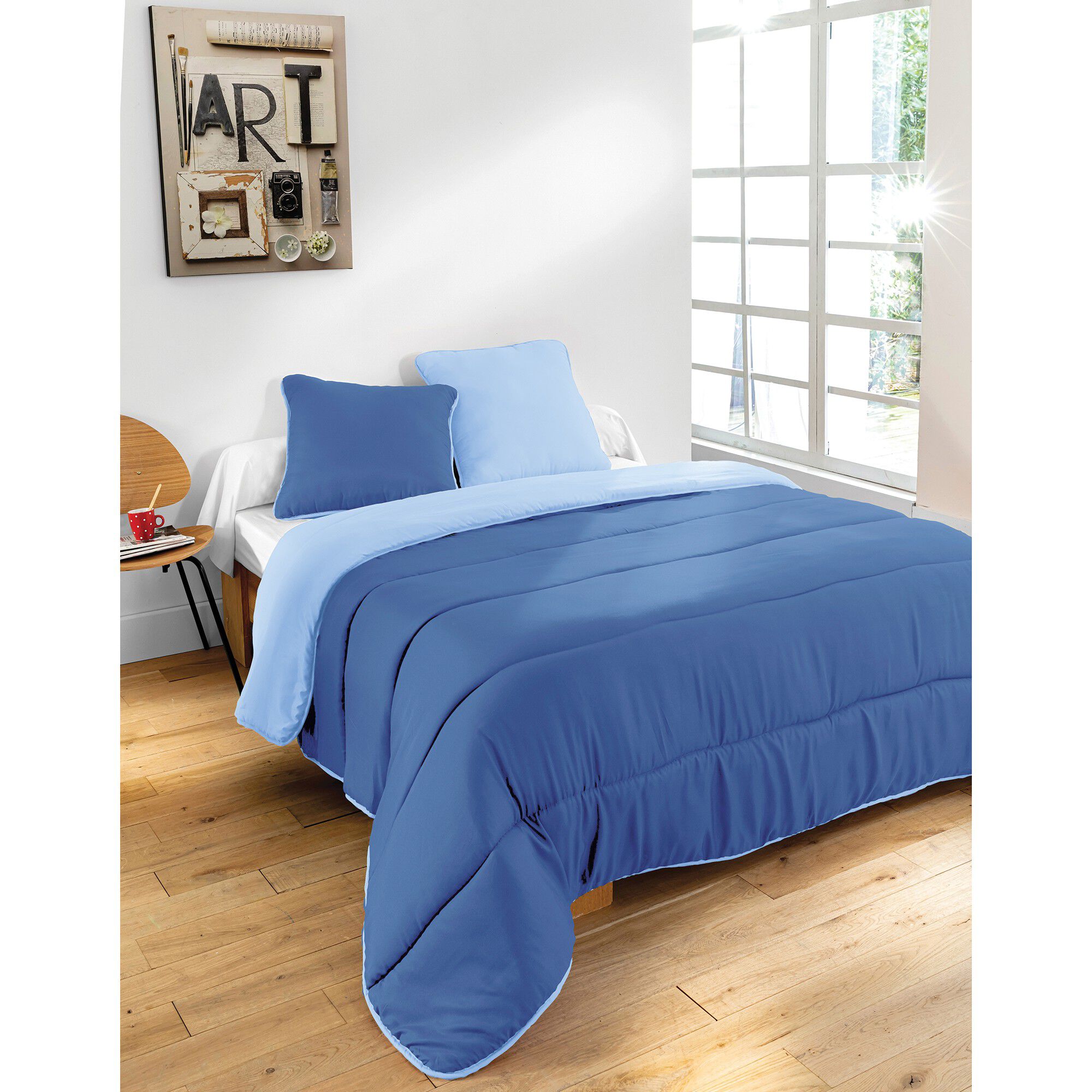 Couette bicolore microfibre 350g/m2