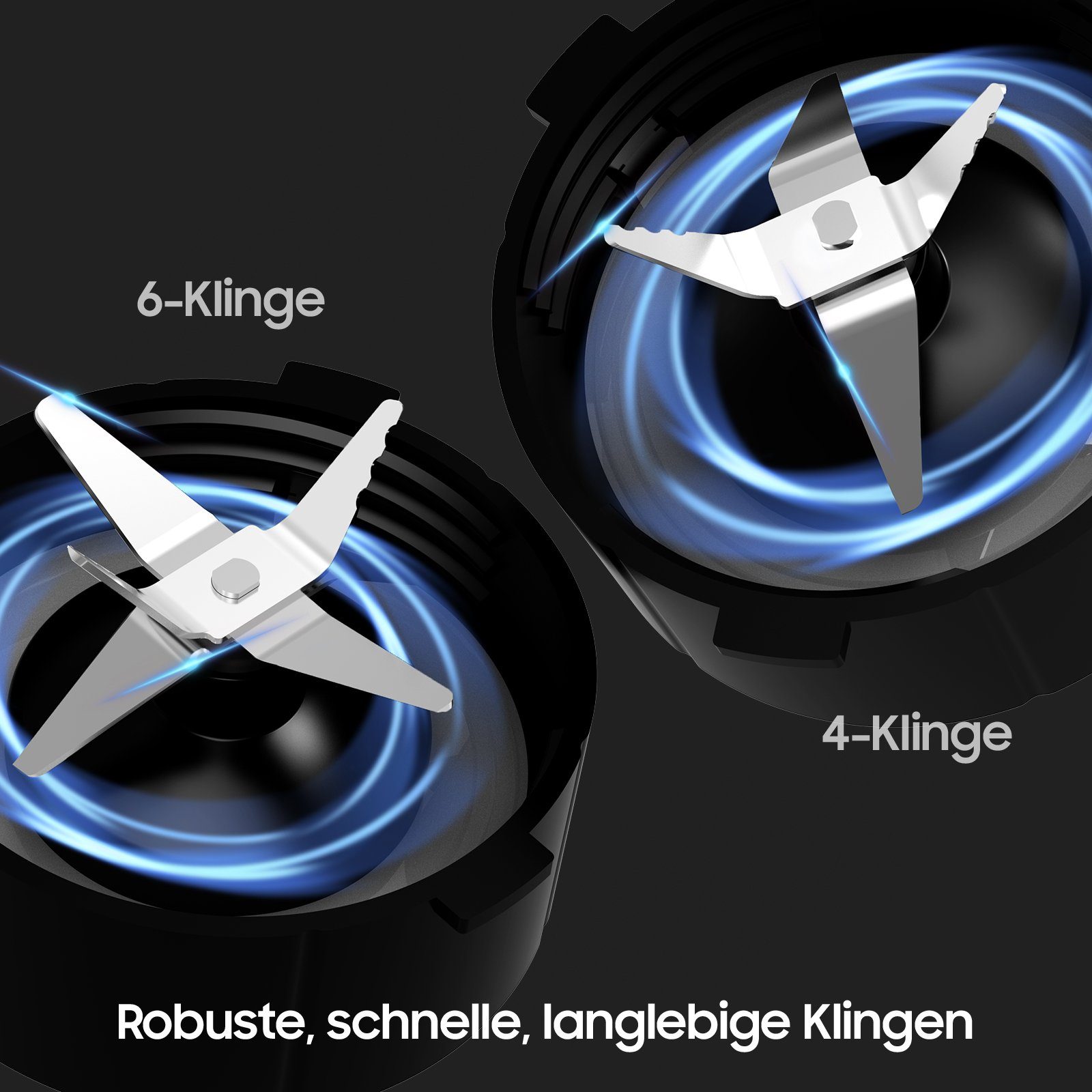iceagle Standmixer Standmixer 2-in-1 Mixer Smoothie Maker Multifunktion Entsafte Fleisch, 1300,00 W, 2 Ebenen, Edelstahl, 1,5L Glasaufsatz, 0,6L Tragbare Tasse, 6-Kling