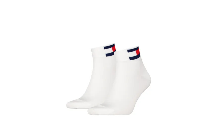 TOMMY HILFIGER Unisex Socken Quarter TJ Flag 2er Pack white
