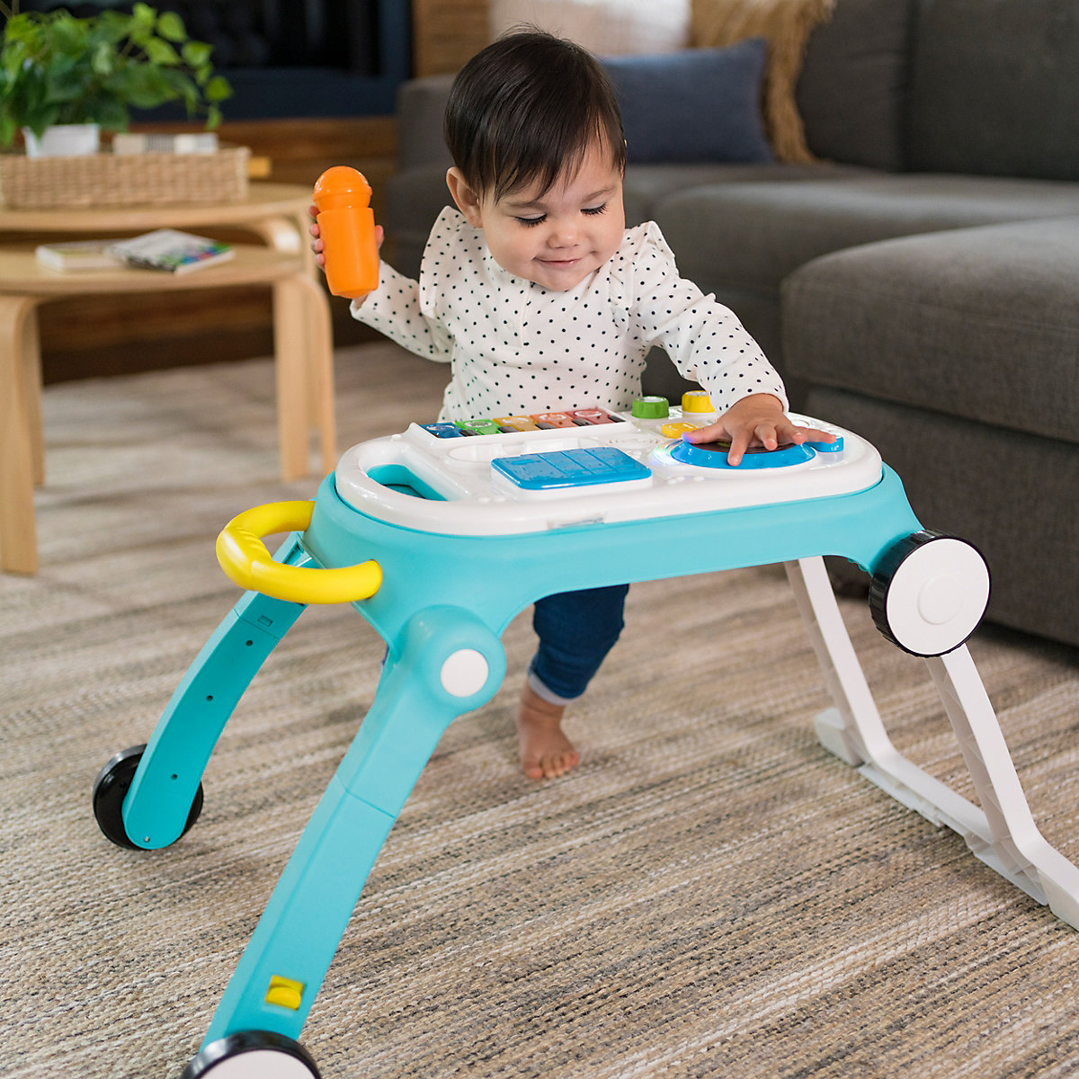Baby Einstein, Musical Mix ‘N Roll 4-in-1 Lauflernhilfe und Spieltisch mit Musik, Lichtern, abnehmbarer Spielstation und vielem mehr, mehrfarbig