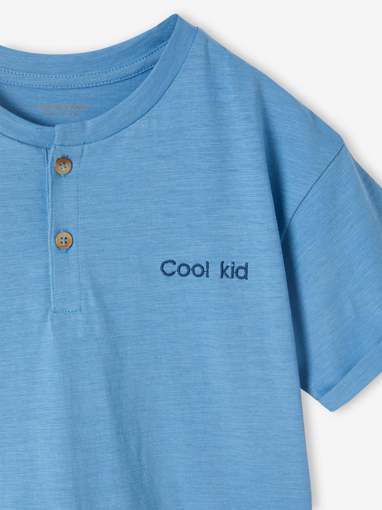 Vertbaudet Jungen Henley-Shirt mit Recycling-Baumwolle BASIC, personalisierbar - wollweiß