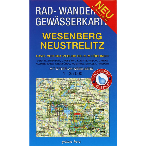 Wesenberg, Neustrelitz - Havel von Ratzeburg bis zum Röblinsee 1 : 35 000 Rad-, Wander- und Gewässerkarte - Wanderkarte