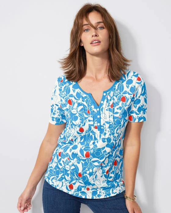 Tee-shirt col tunisien pur coton