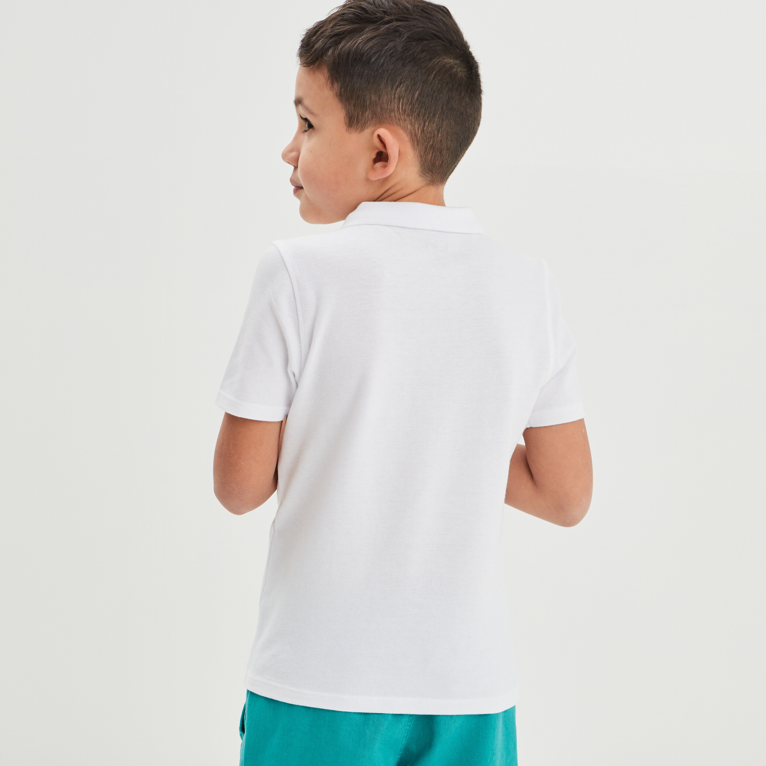 Polo manches courtes à détail brodé blanc garçon | La Halle