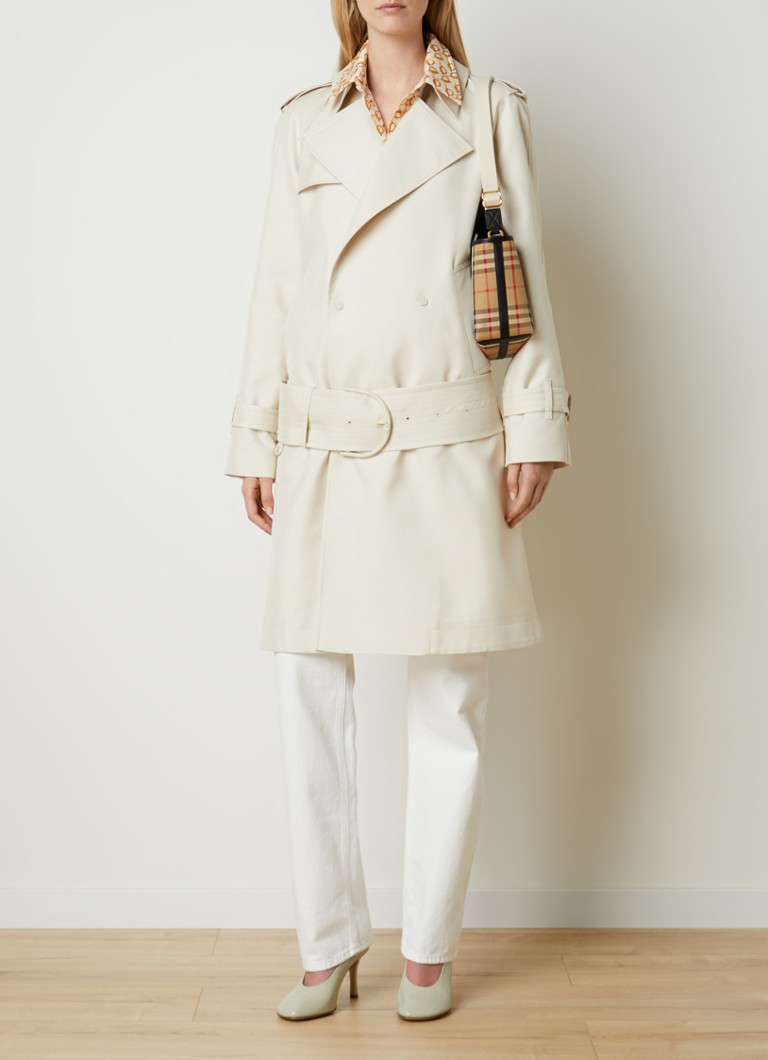 Trench coat doppiopetto Burberry in misto seta con cintura