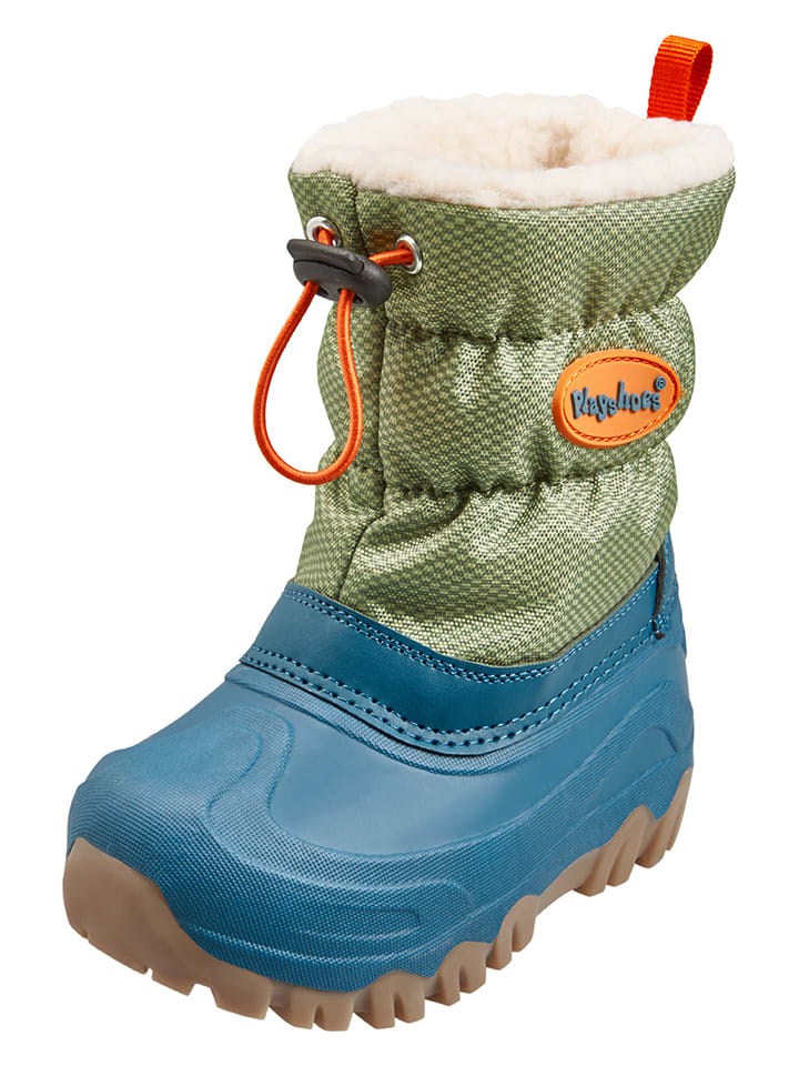 Playshoes Winterstiefel in Blau/ Khaki günstig kaufen