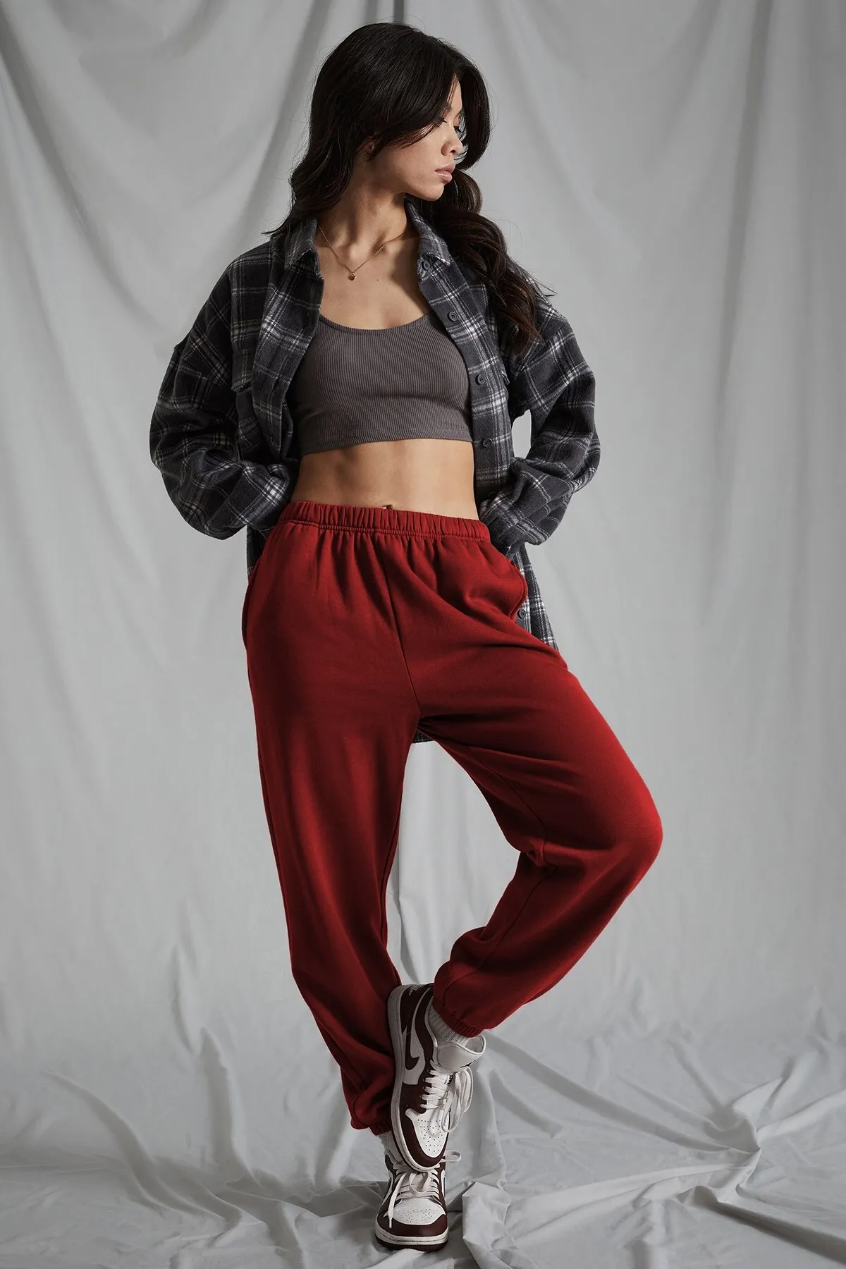 Madmext  Damen-Jogginghose „Claret Red“ mit elastischem Bund und Übergröße Mg1235