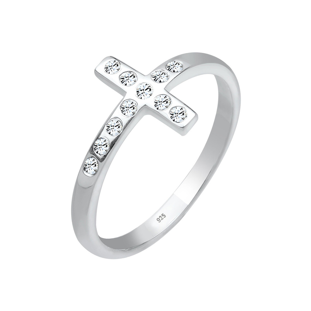 Elli Elli Bague Blogger Kreuz Kristalle 925 Silber Bague