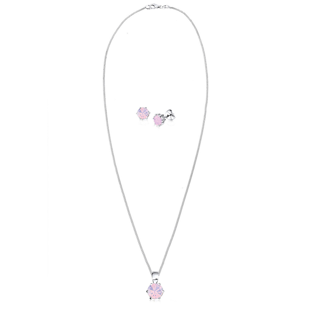 Elli Elli Ensemble de Bijoux Femmes Basique avec Cristaux en Argent Sterling 925 Bijoux
