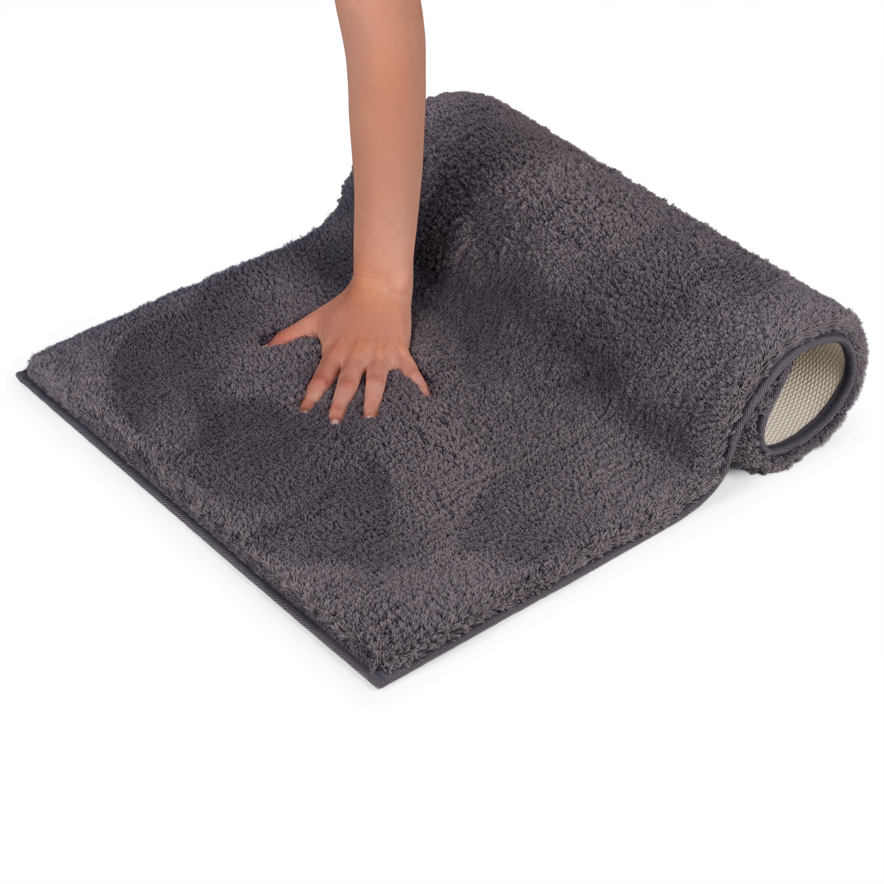Badematte Badezimmerteppich rutschfest, weiche Badematte Blumtal, rutschsicher, strapazierfähig, waschbar, Polyester, Badvorleger in 50x80 cm - waschbar