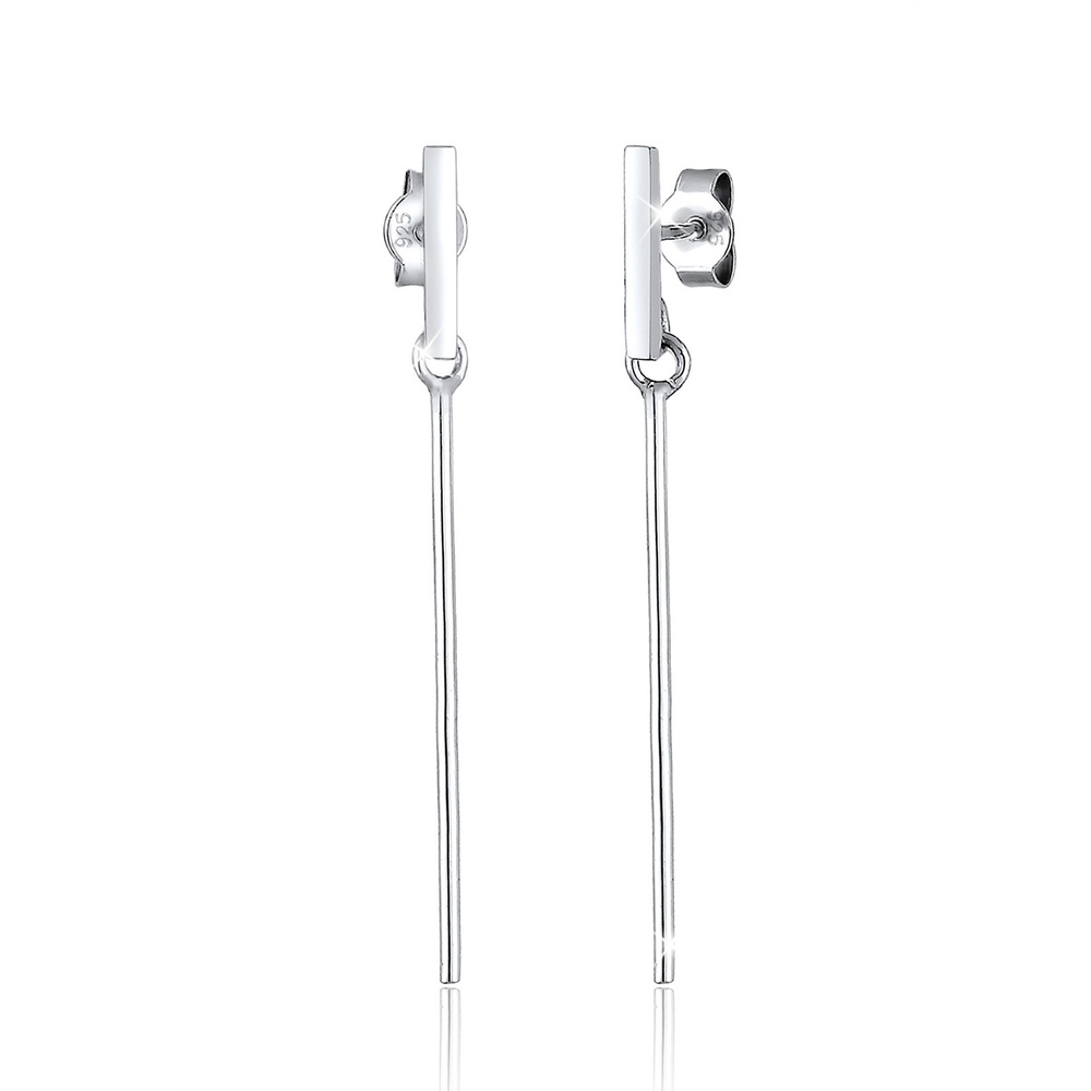 Elli Elli Boucles d'Oreilles Geo Rechteck Trend Minimal 925 Sterling Silber Boucles d'oreilles