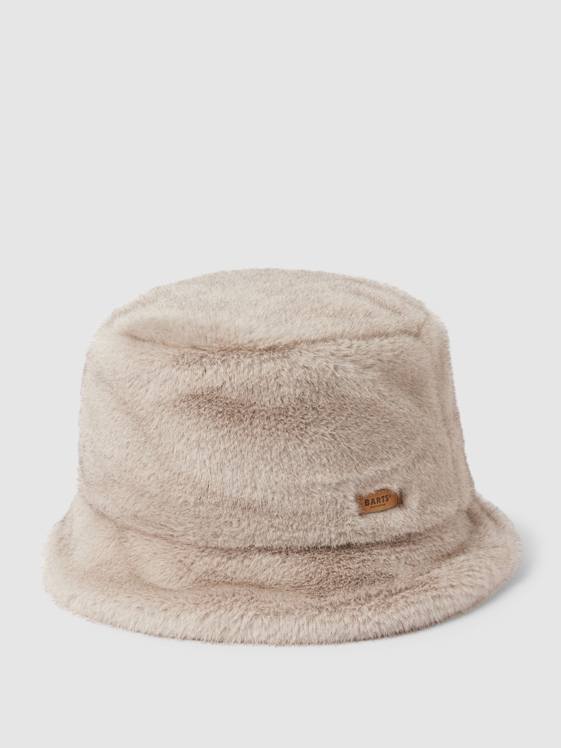 Bucket Hat mit Kunstfellbesatz Modell 'BRETIA' in hellgrau