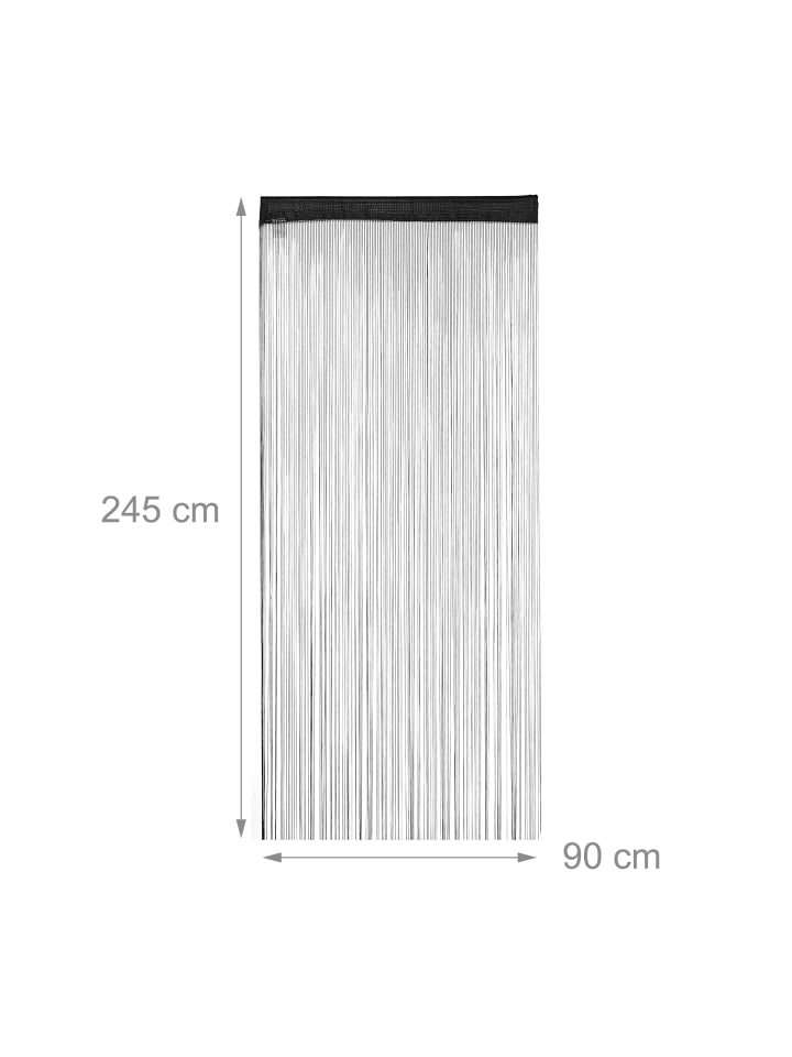 relaxdays 4x Fadenvorhang in Schwarz - (L)245 x (B)90 cm günstig kaufen onesize