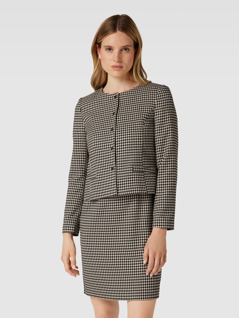 Blazer mit Hahnentrittmuster in schwarz