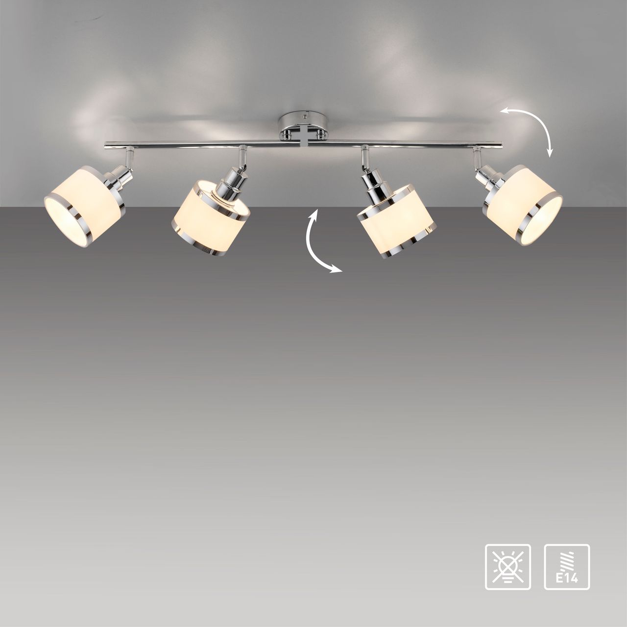 JUST LIGHT LeuchtenDirekt Deckenleuchte ACCOR,  4xE14 max. 25 W, Innenleuchte, IP20, dreh- und schwenkbar
