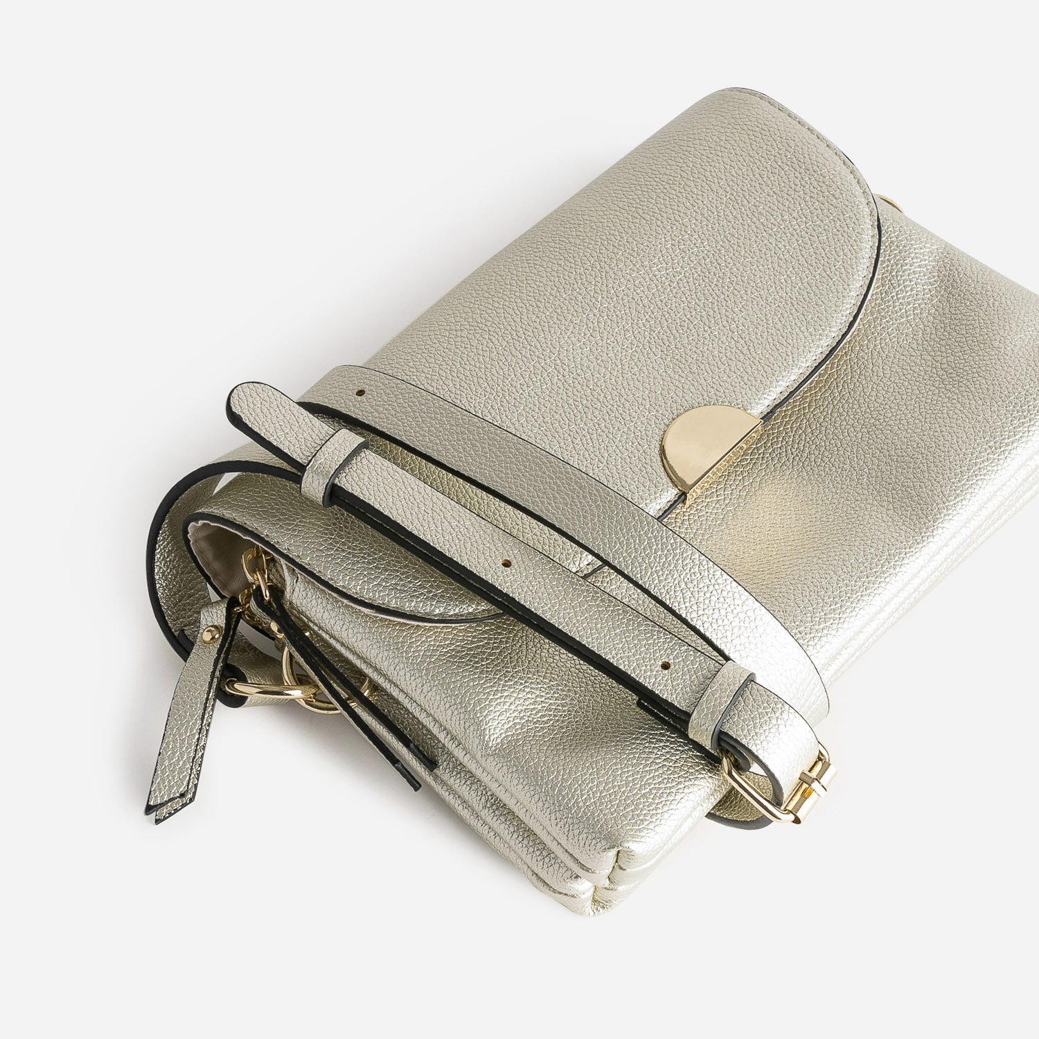 Sac bandoulière doré à double compartiment