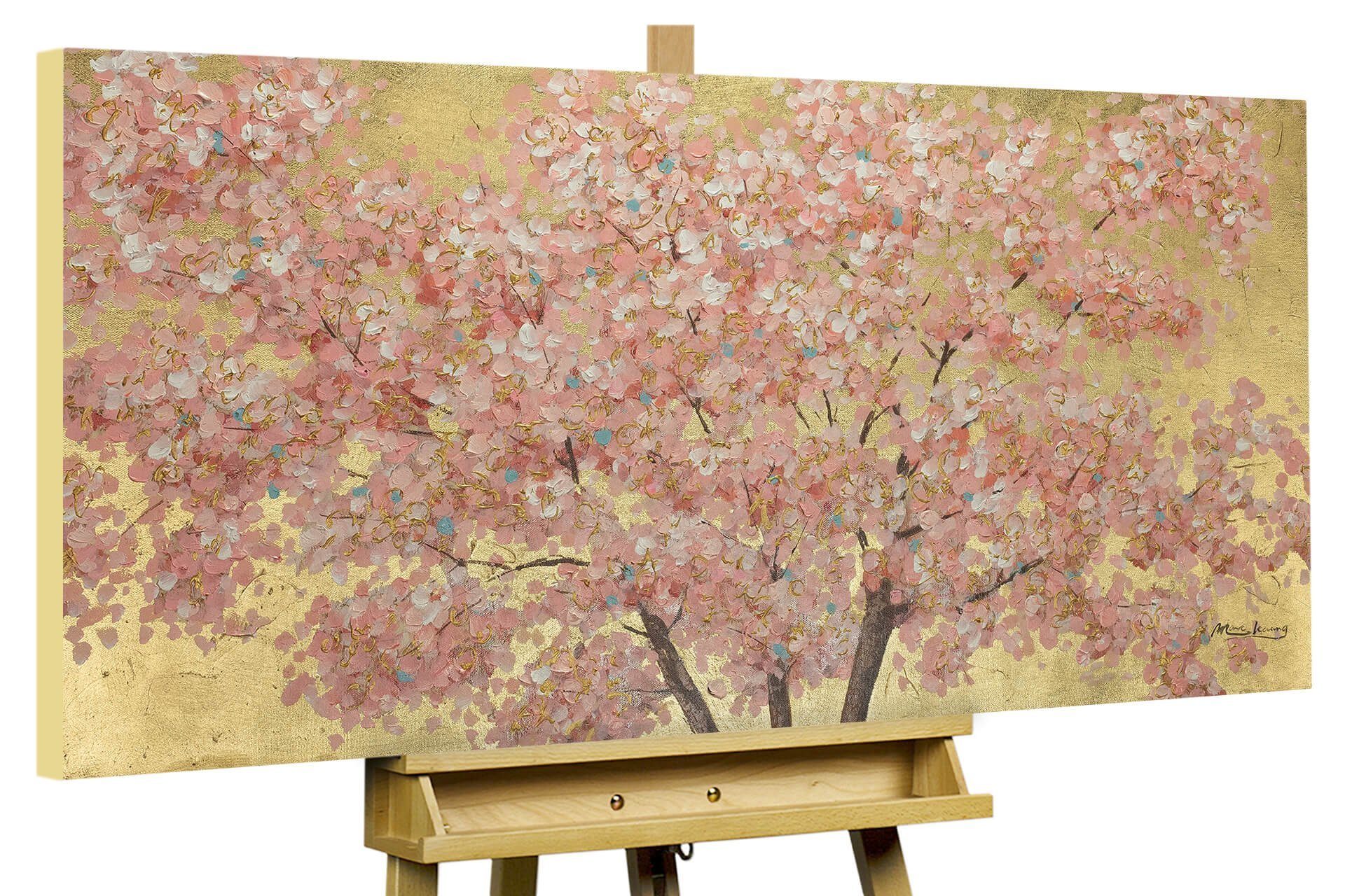 KUNSTLOFT Gemälde Erster Blumenduft 120x60 cm, Leinwandbild 100% HANDGEMALT Wandbild Wohnzimmer