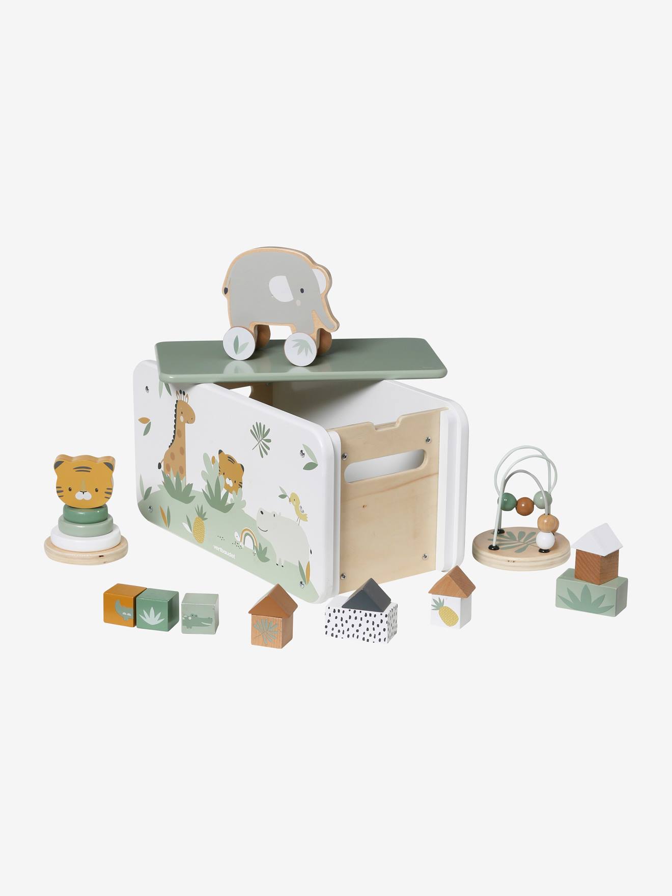 Boite de jeux multi activités en bois FSC® vert